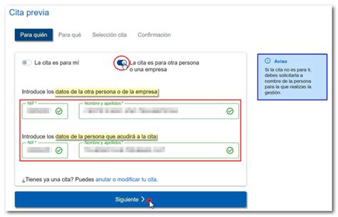 Servicio de cita previa para particulares